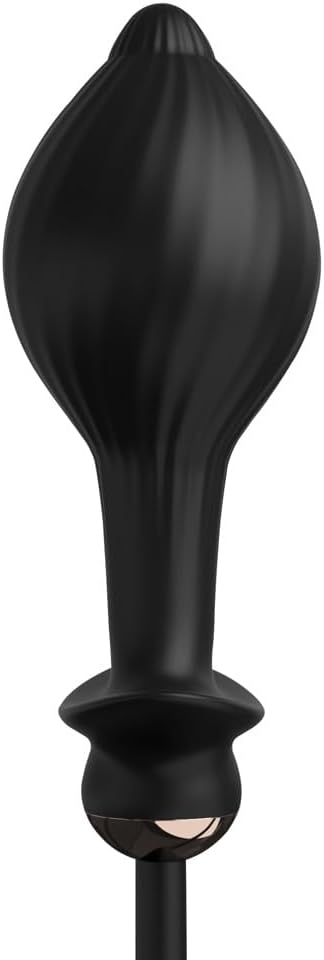 Anal Fantasy Elite Auto-Throb Inflatable Vibrating Plug – Black Silicone Inflatable Butt Plug with Vibration