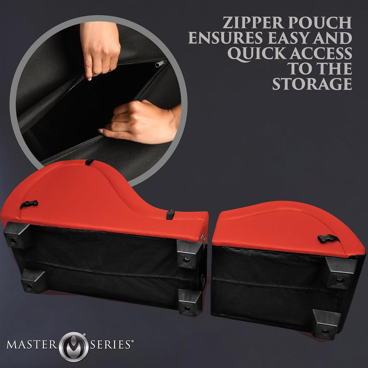 Master Series Kinky Couch Detachable Sex Chaise Lounge – Red PU Leather Sex Sofa with Love Pillows & Cuffs