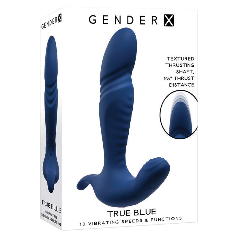 Gender X True Blue Rechargeable Thrusting & Vibrating Massager