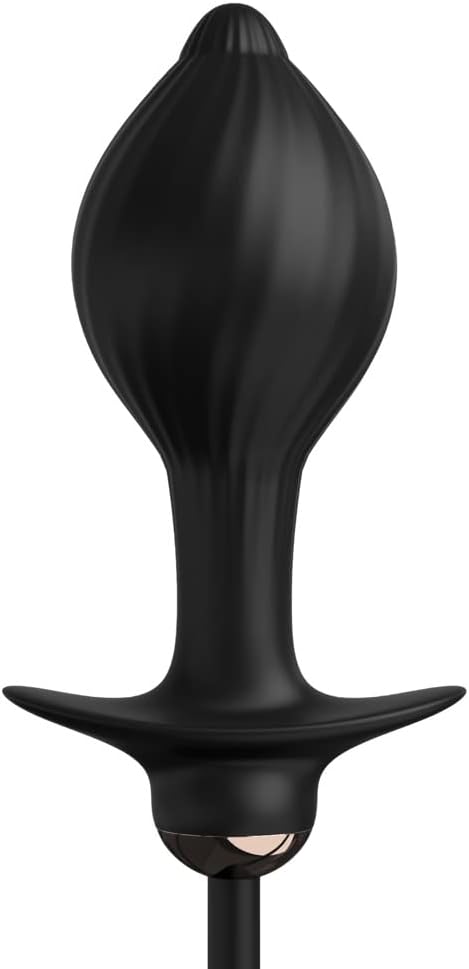 Anal Fantasy Elite Auto-Throb Inflatable Vibrating Plug – Black Silicone Inflatable Butt Plug with Vibration