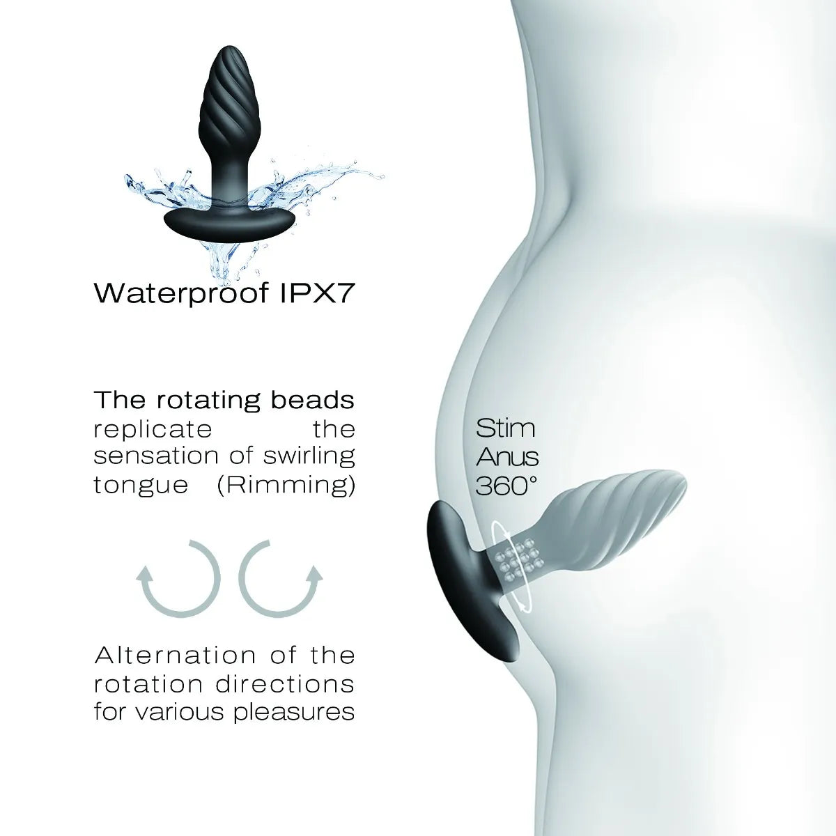 Dorcel 360° Spin Rotating Silicone Butt Plug
