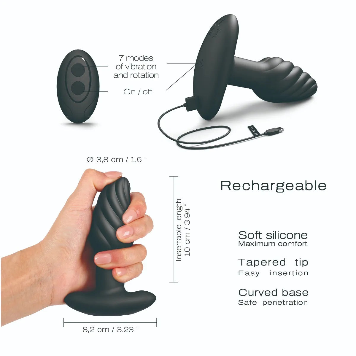 Dorcel 360° Spin Rotating Silicone Butt Plug