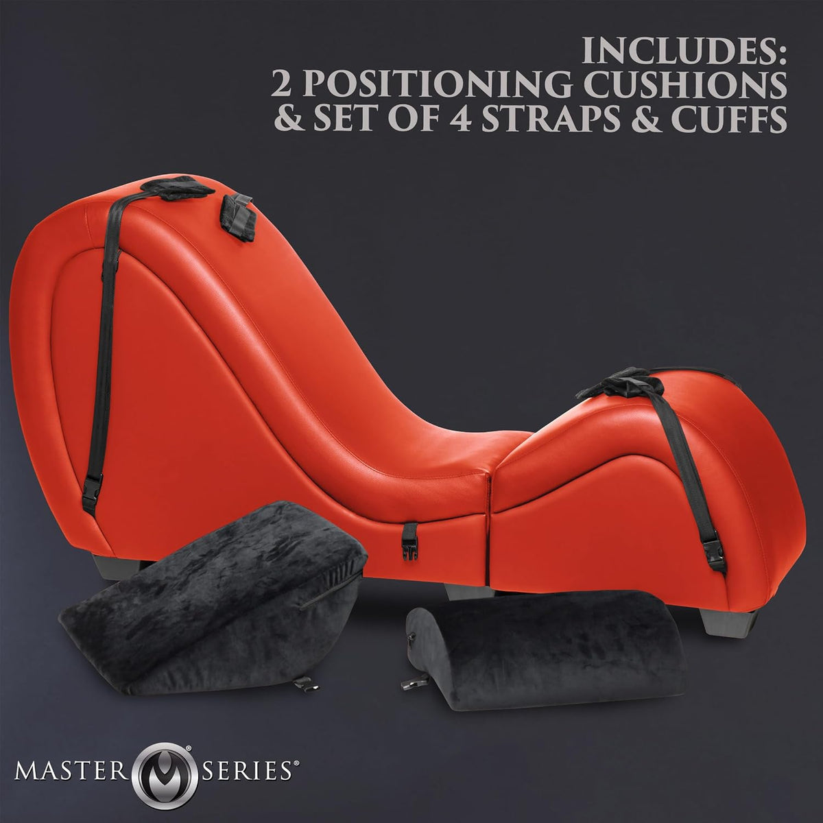 Master Series Kinky Couch Detachable Sex Chaise Lounge – Red PU Leather Sex Sofa with Love Pillows & Cuffs