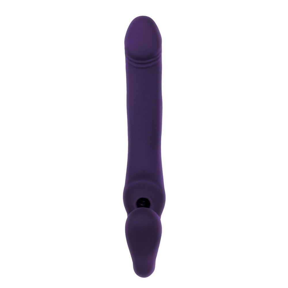 Evolved 2 Become 1 Rechargeable Remote-Controlled Silicone Strapless Strap-On – Purple
