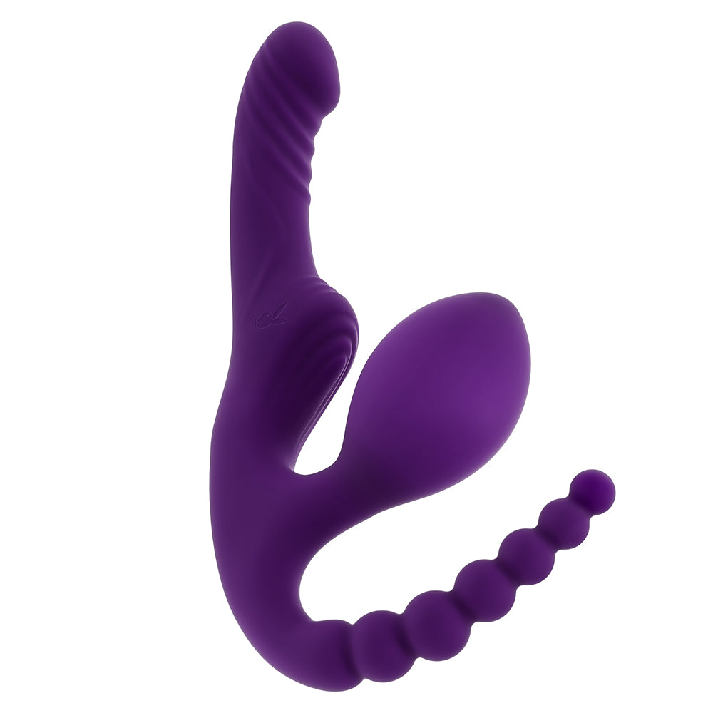 Playboy Hug It Out Triple Stimulation Inflatable Strapless Strap-On