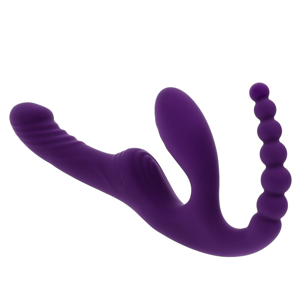 Playboy Hug It Out Triple Stimulation Inflatable Strapless Strap-On