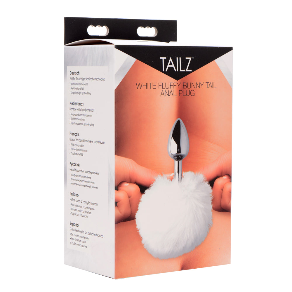 Tailz White Fluffy Bunny Tail Metal Anal Plug