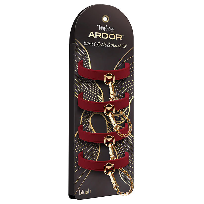 Temptasia Ardor Wrist & Ankle Restraints-Red