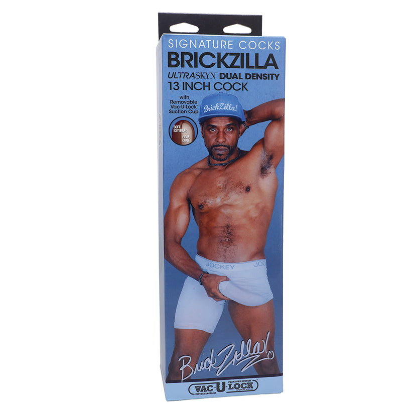 Doc Johnson Signature Cocks Brickzilla – 13" Dual Density ULTRASKYN Dildo with Vac-U-Lock Suction Cup, Chocolate