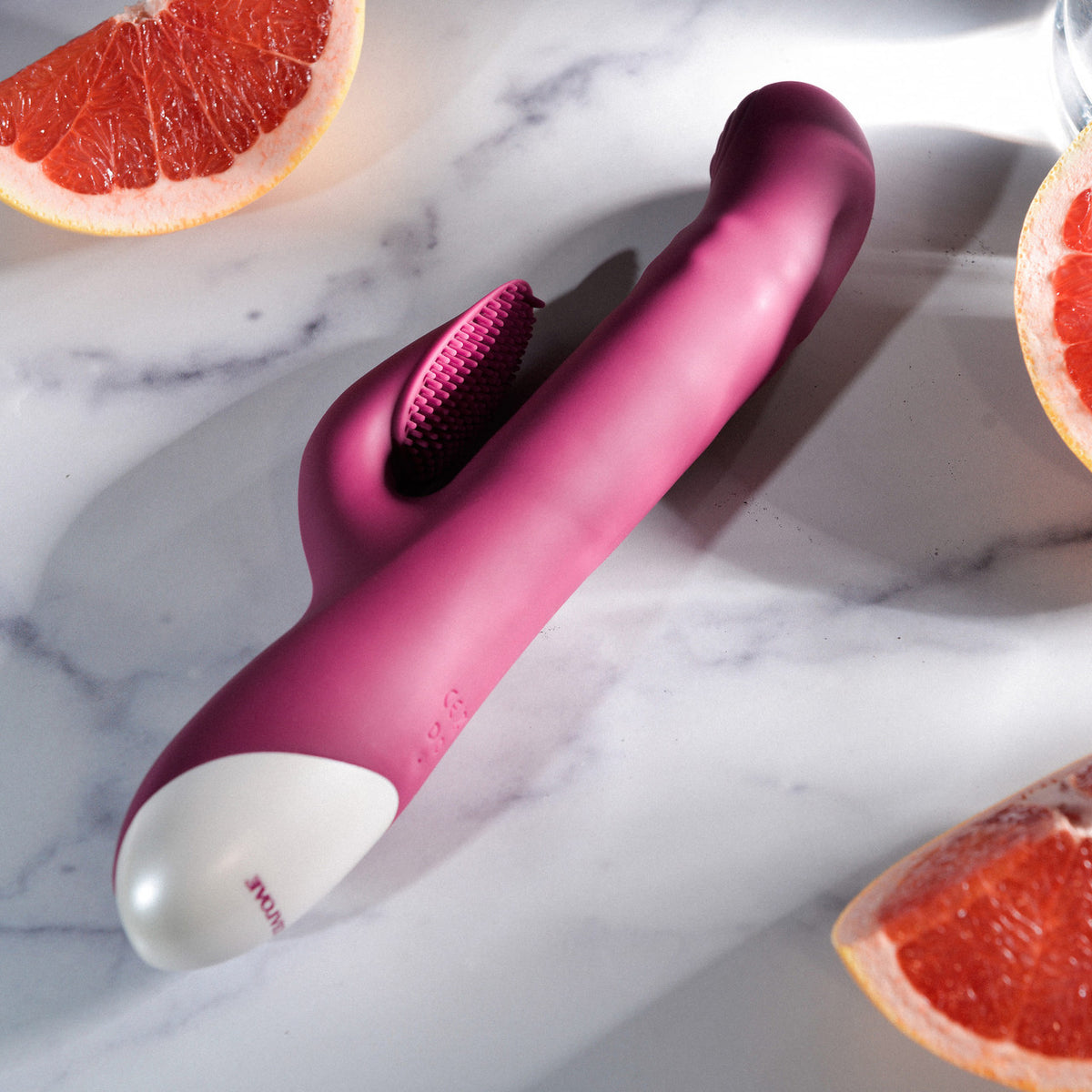 Evolved Lovely Lucy – Burgundy Thrusting Spinning Dual Vibrator with Rotating Beads