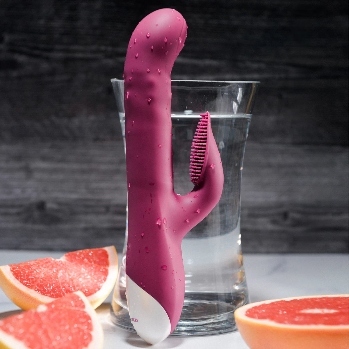 Evolved Lovely Lucy – Burgundy Thrusting Spinning Dual Vibrator with Rotating Beads