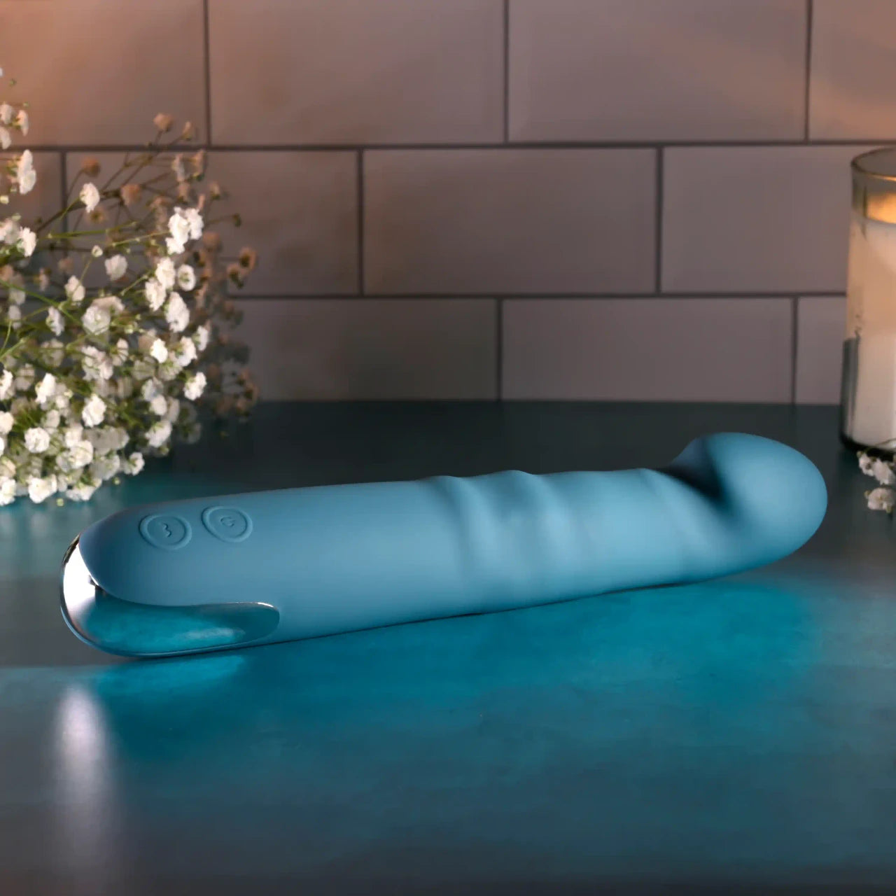 Evolved Queen Of All Trades Teal Thrusting Rotating Vibrator