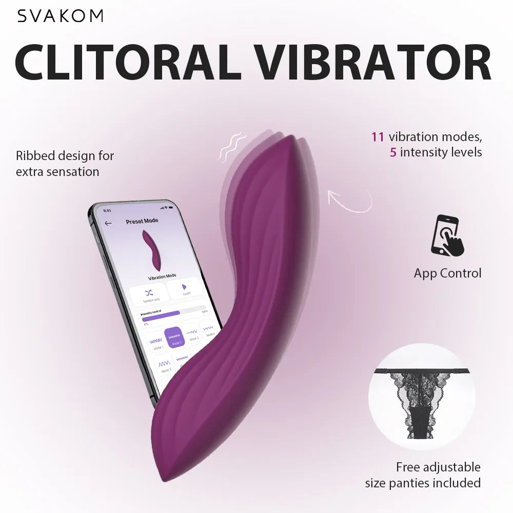 SVAKOM Edeny – App-Controlled Clitoral Panty Vibrator with Lace Panties, Purple