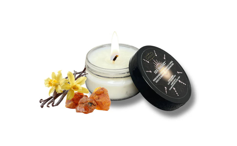SEX MAGNET VANILLA AMBER  PHEROMONE MASSAGE CANDLE