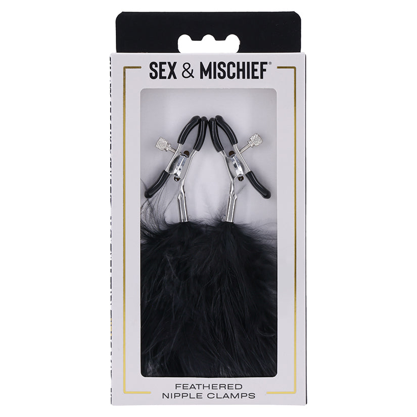 S&M Feathered Nipple Clamps Black