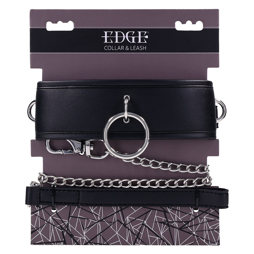 Edge Collar & Leash  – Black Faux Leather