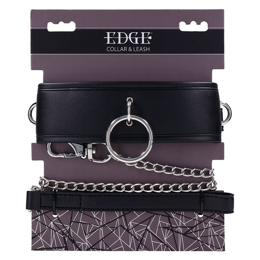 Edge Collar & Leash  – Black Faux Leather