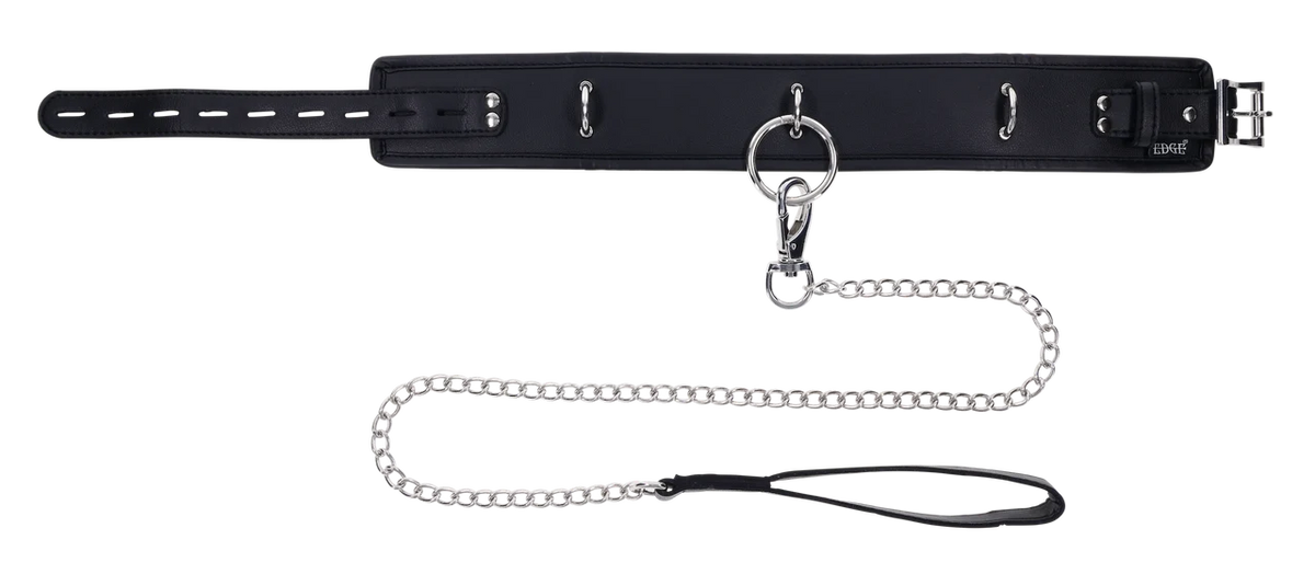 Edge Collar & Leash  – Black Faux Leather