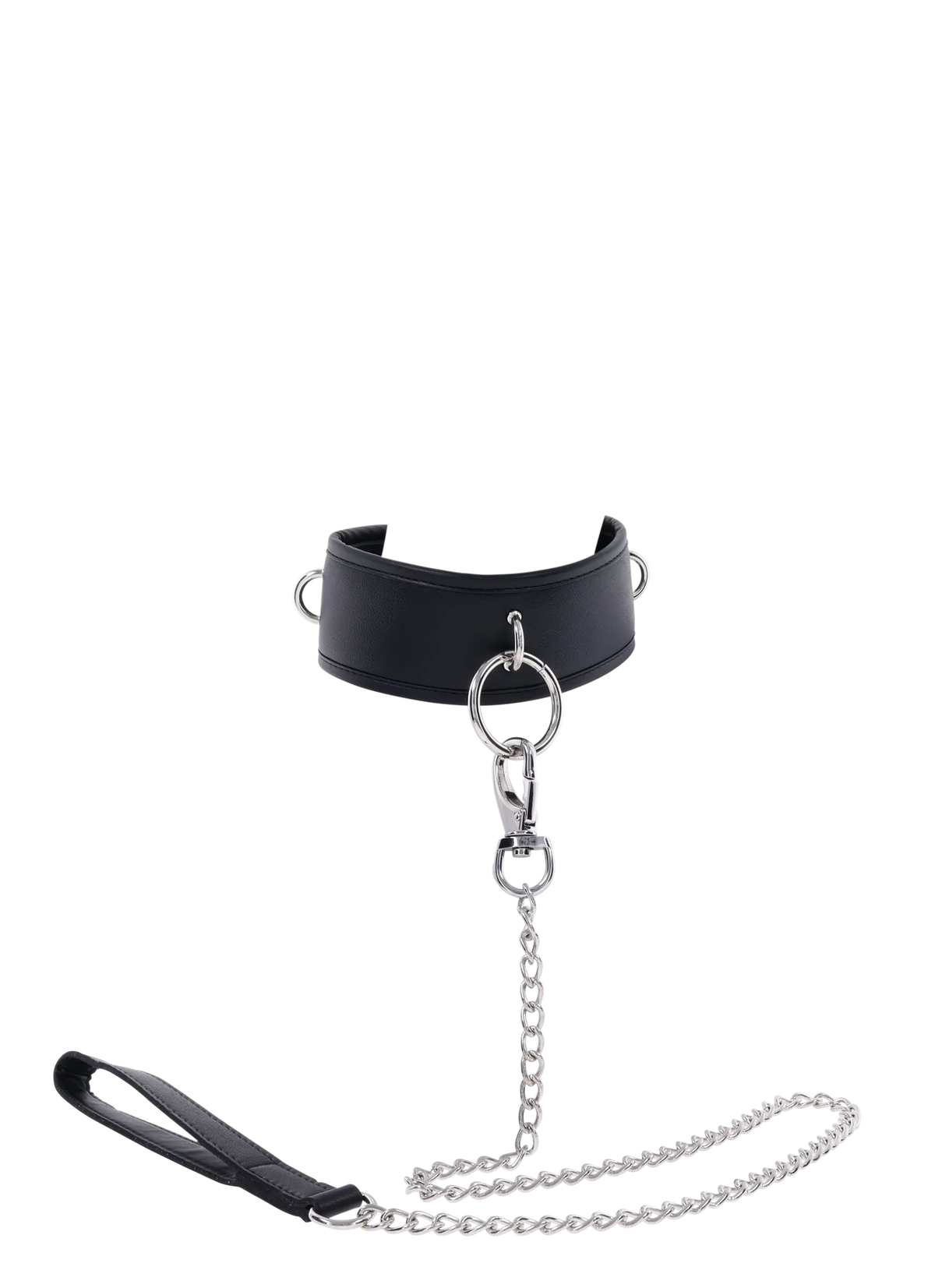Edge Collar & Leash  – Black Faux Leather