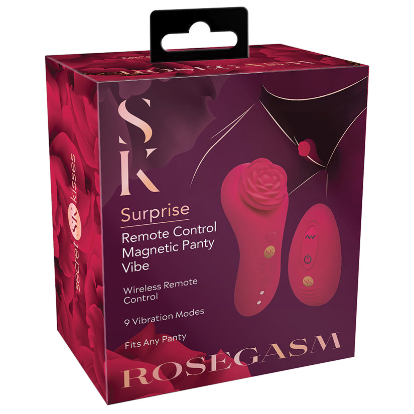 Secret Kisses Rosegasm Rose Surprise – Remote Panty Vibrator, Red Silicone