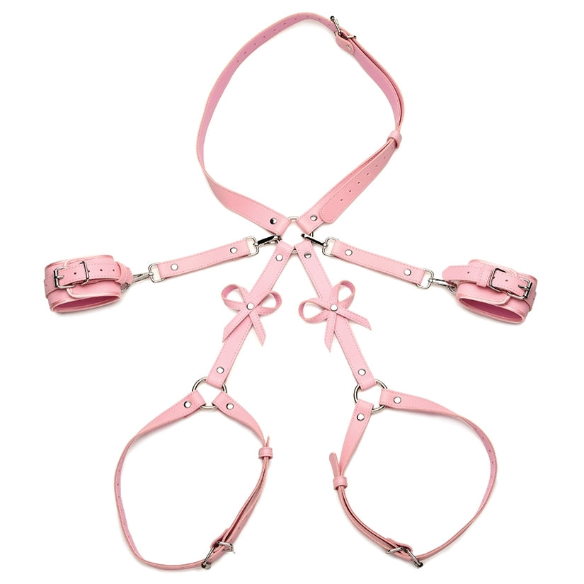 Strict Bondage Harness with Bows Pink