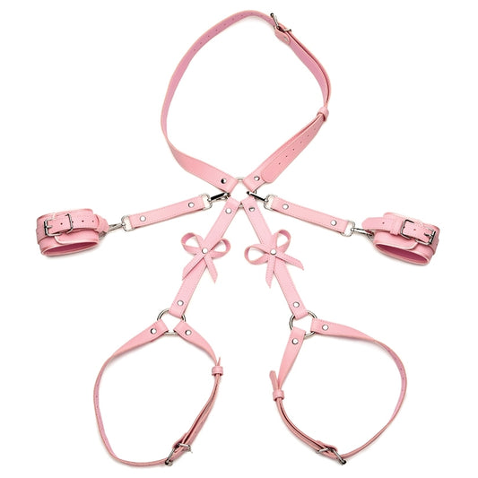 Strict Bondage Harness with Bows Pink