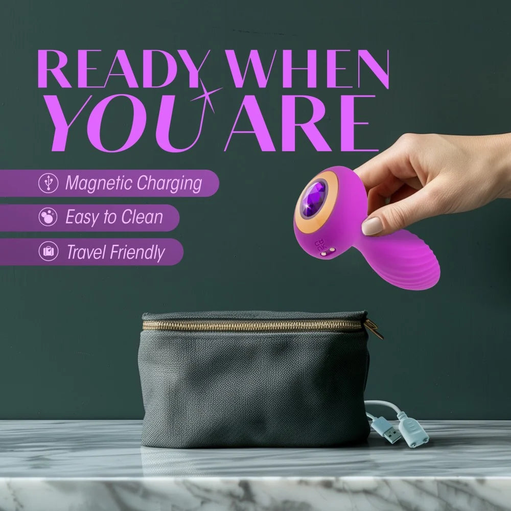Blush Oh My Gem Charm 4.5" Silicone Vibrating Anal Plug – Amethyst