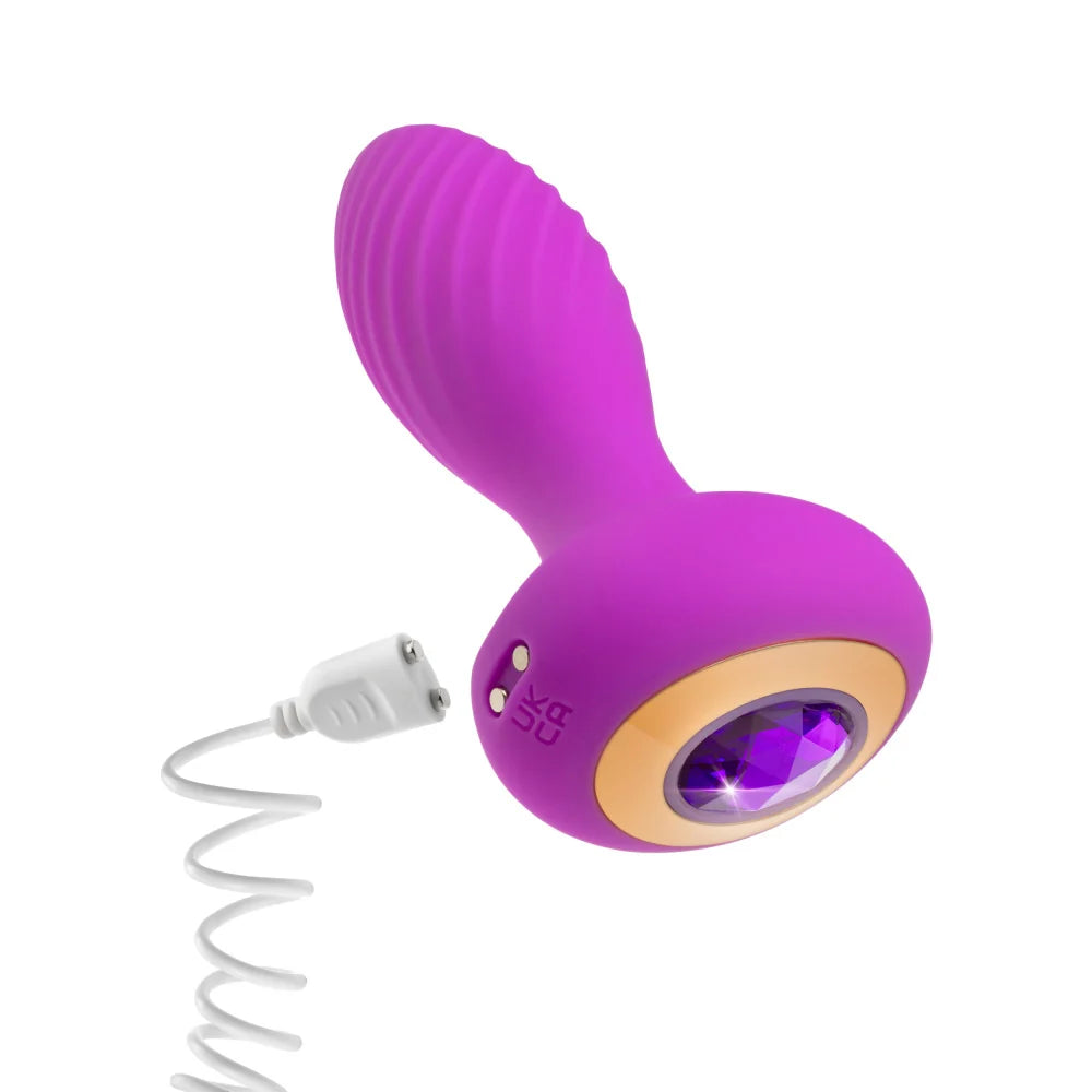 Blush Oh My Gem Charm 4.5" Silicone Vibrating Anal Plug – Amethyst