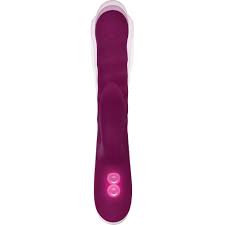 Evolved Lovely Lucy – Burgundy Thrusting Spinning Dual Vibrator with Rotating Beads