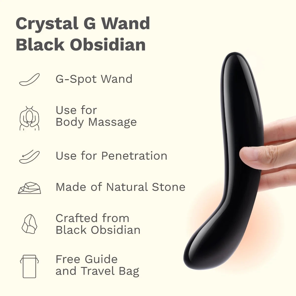 Le Wand Crystal Black Obsidian G-Wand-Black Obsidian