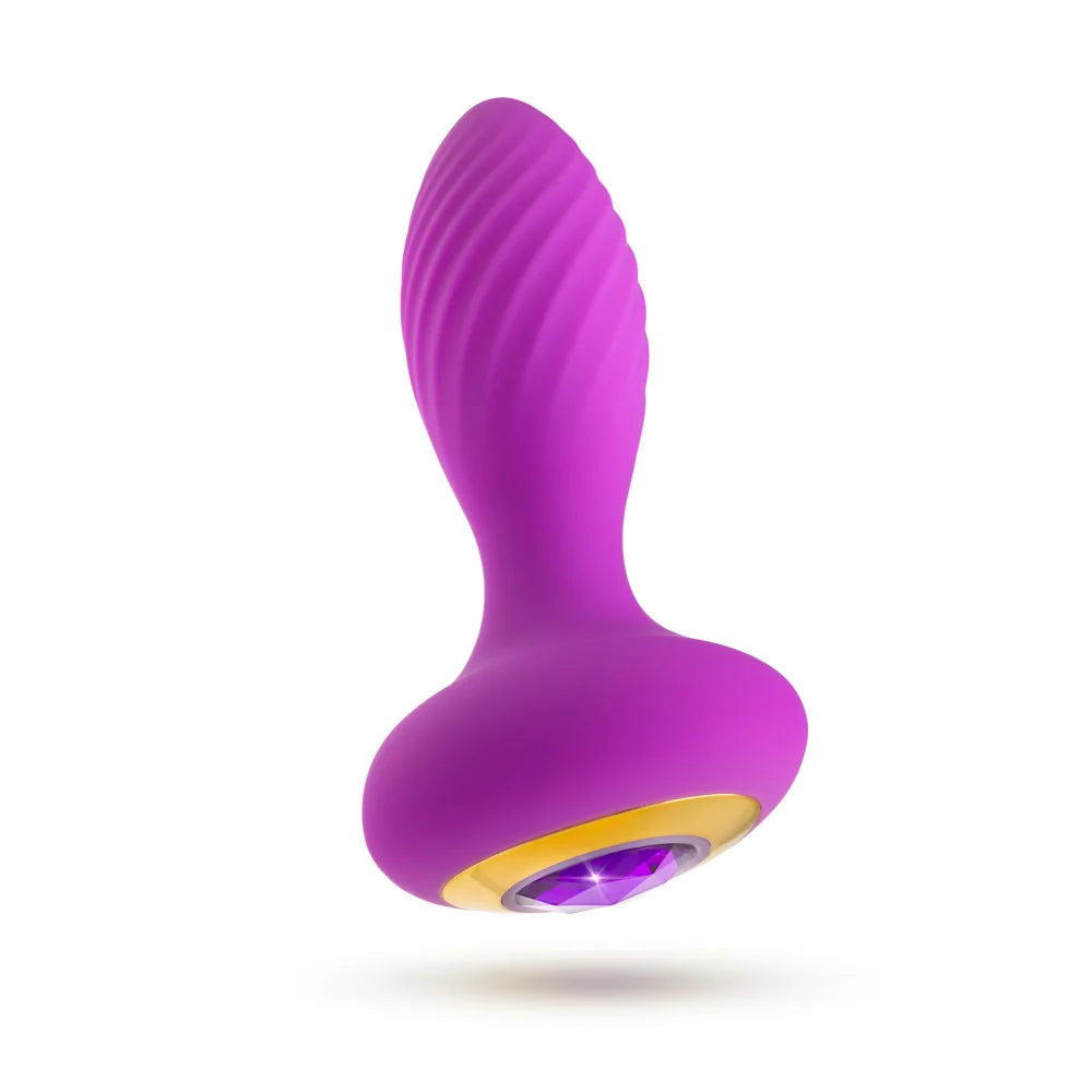 Blush Oh My Gem Charm 4.5" Silicone Vibrating Anal Plug – Amethyst
