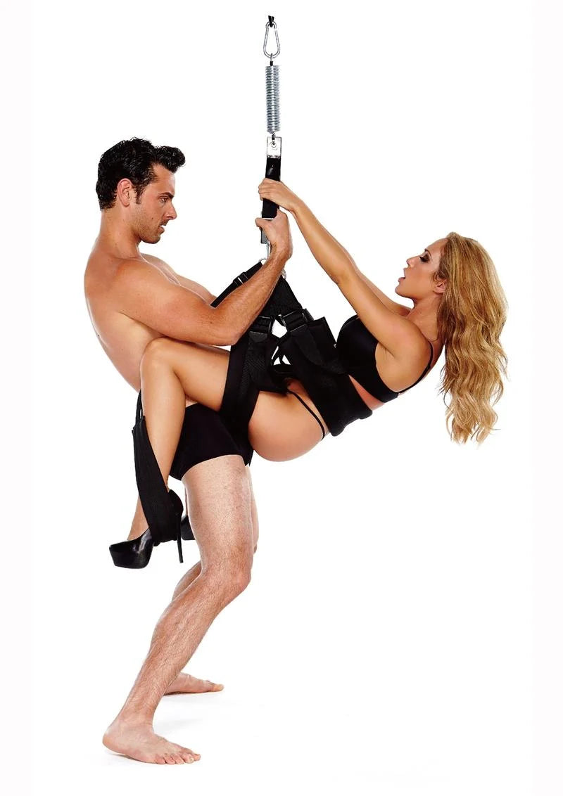WhipSmart Pleasure Sex Swing – Black Doorway / Ceiling Sex Swing with Adjustable Nylon Straps