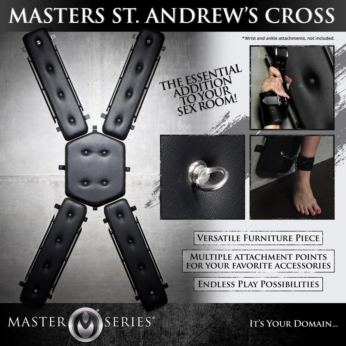 Master Series Wall-Mounted St. Andrew’s Cross – XR Brands
